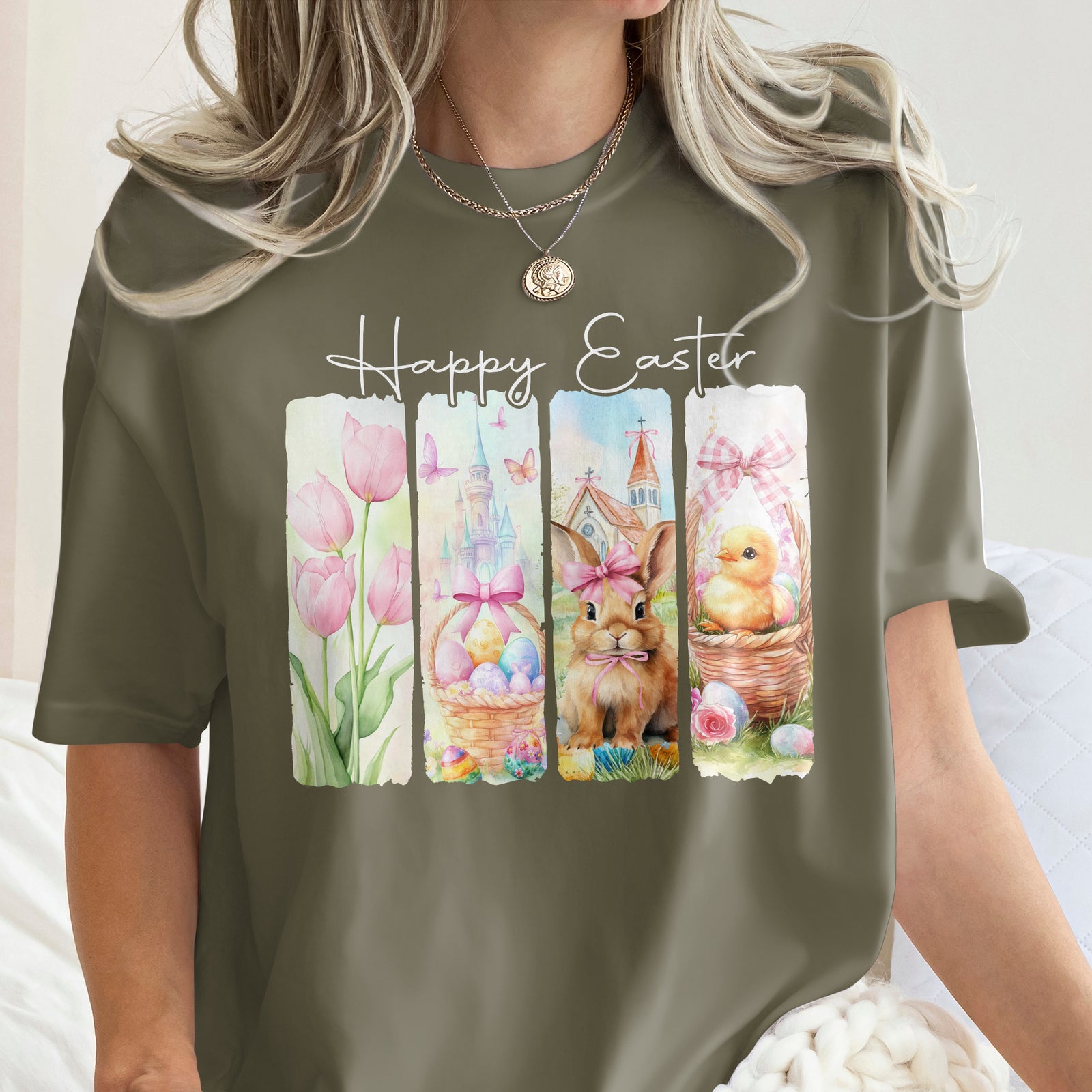 Happy Easter White Bunny T-Shirt LM32 893115