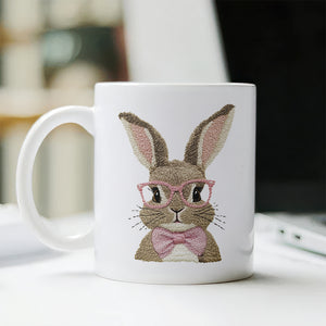 Easter Bunny With Pink Glass Retro White Mug LM32 893137