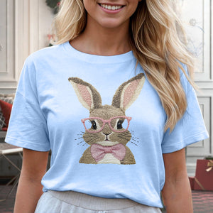 Easter Bunny With Pink Glass Retro T-Shirt LM32 893125