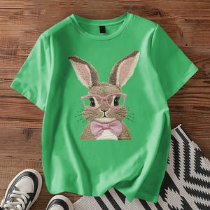 Easter Bunny With Pink Glass Retro T-Shirt LM32 893125