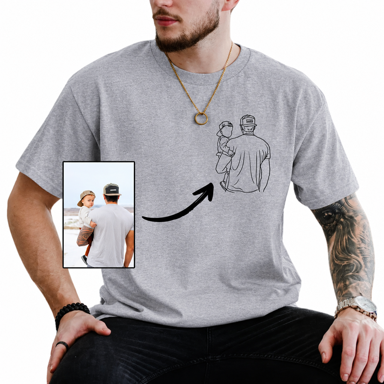 Custom Portrait Photo Drawing Style Family Bright Shirt Gift For Father's Day HO82 893986