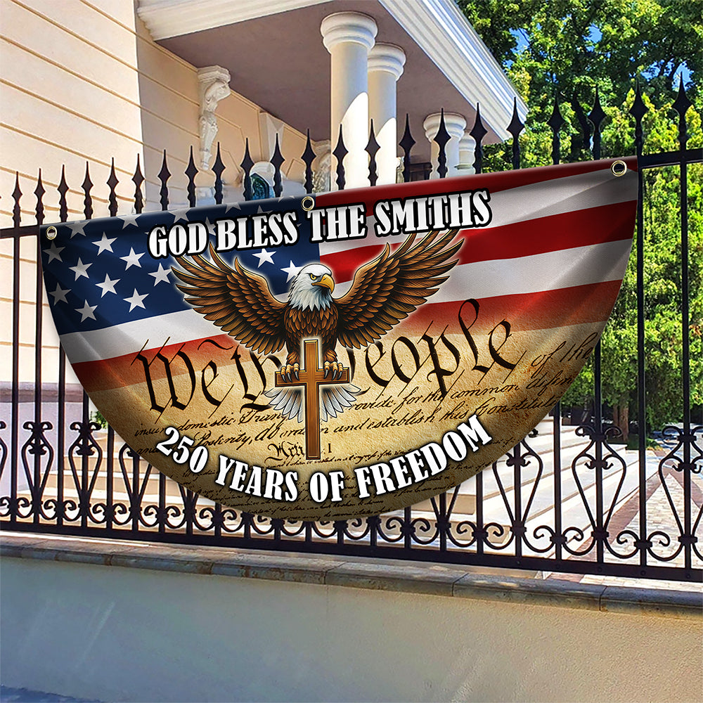 Custom Family Name 250 Years Of Freedom Non-Pleated Fan Flag TH10 169081