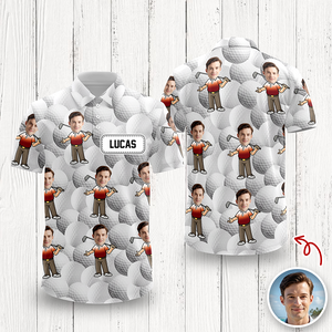 Custom Funny Face Photo Golf Polo Shirt Gift For Golfer, Golf Lovers LM32 897649