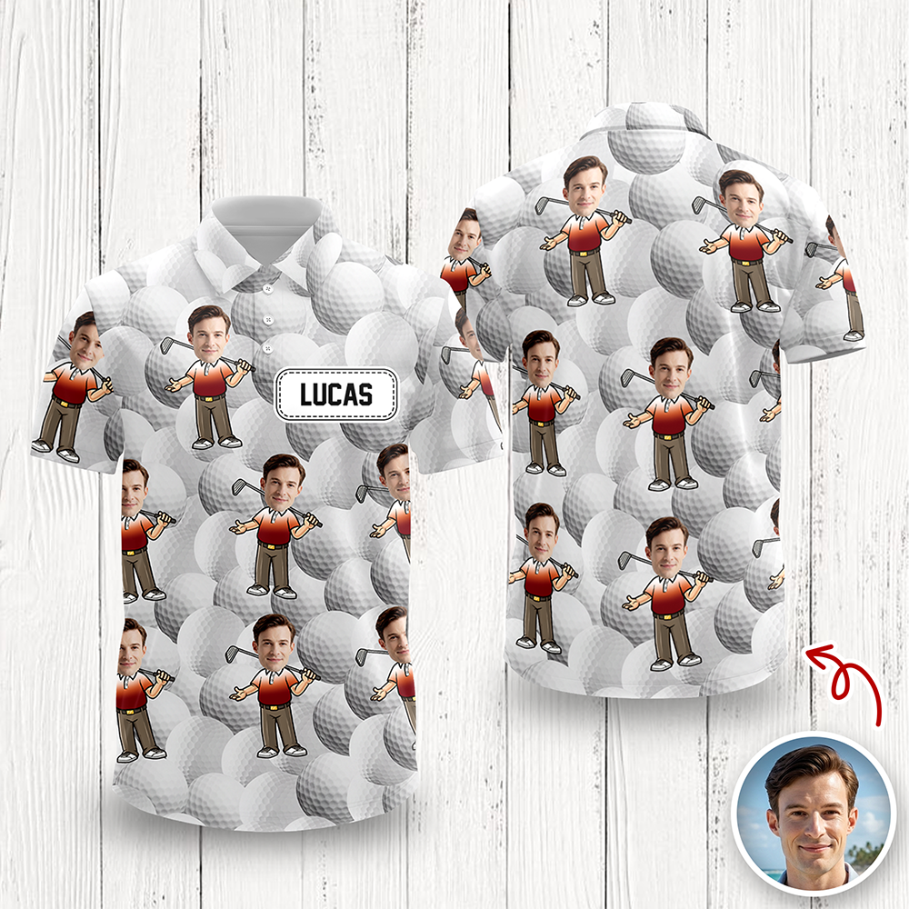 Custom Funny Face Photo Golf Polo Shirt Gift For Golfer, Golf Lovers LM32 897649