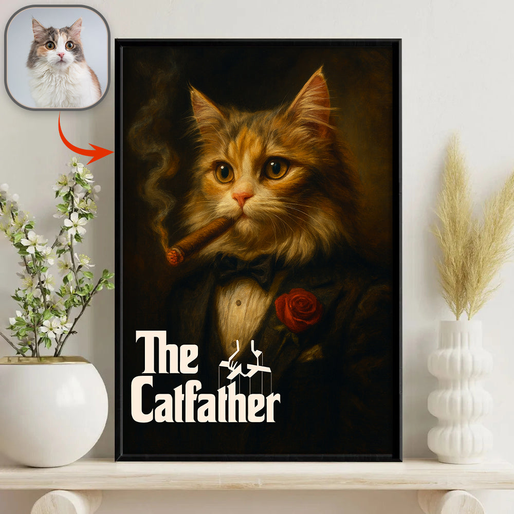 Custom Photo Dogfather Catfather Classical Style Poster Gift For Dog Cat Lovers HO82 894840