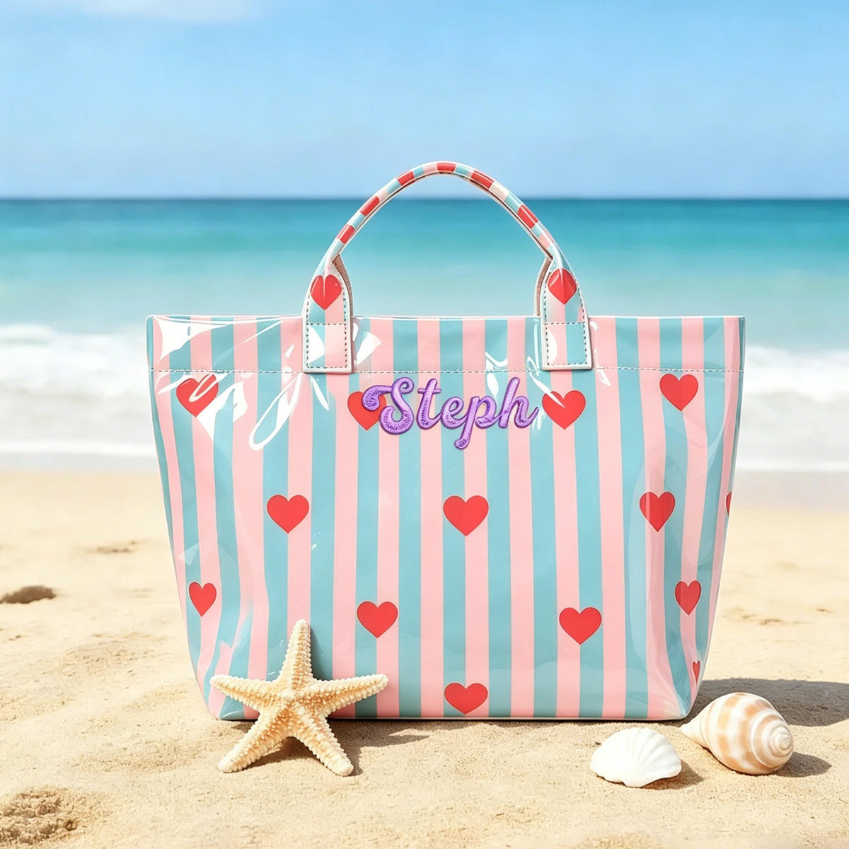 Custom Name Embroidered Waterproof Beach Tote Bag Gift For Her, Personalized Bachelorette Party Favor CH07 911346