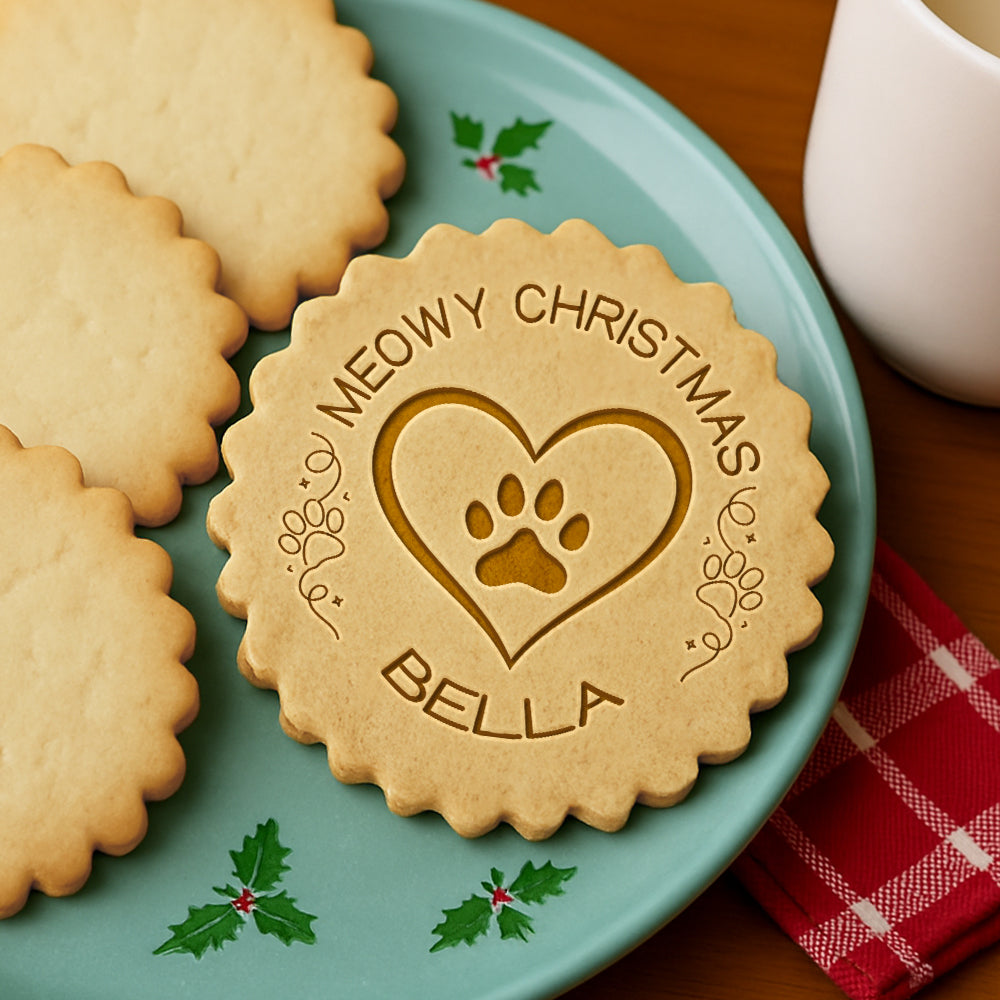 Personalized Dog Cat Name Merry Christmas, Merry Woofmas, Meowy Christmas Cookie Stamp HA75 898350
