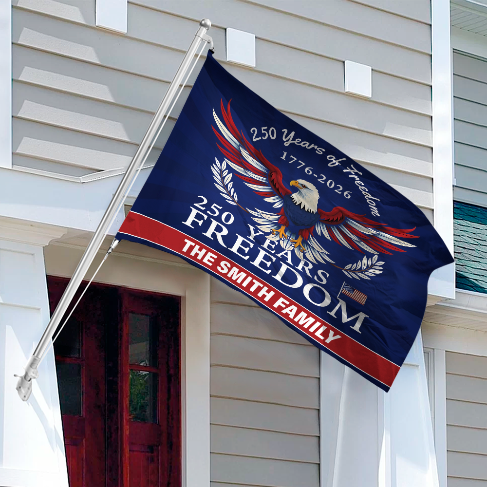 Personalized Family Name 250 Years of Freedom Patriotic Banner House Flag HA75 898794
