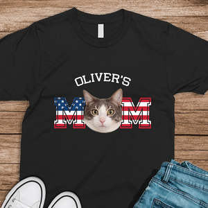 Custom Photo Cat - Cat's Dad US Flag Dark Shirt HA75 892424
