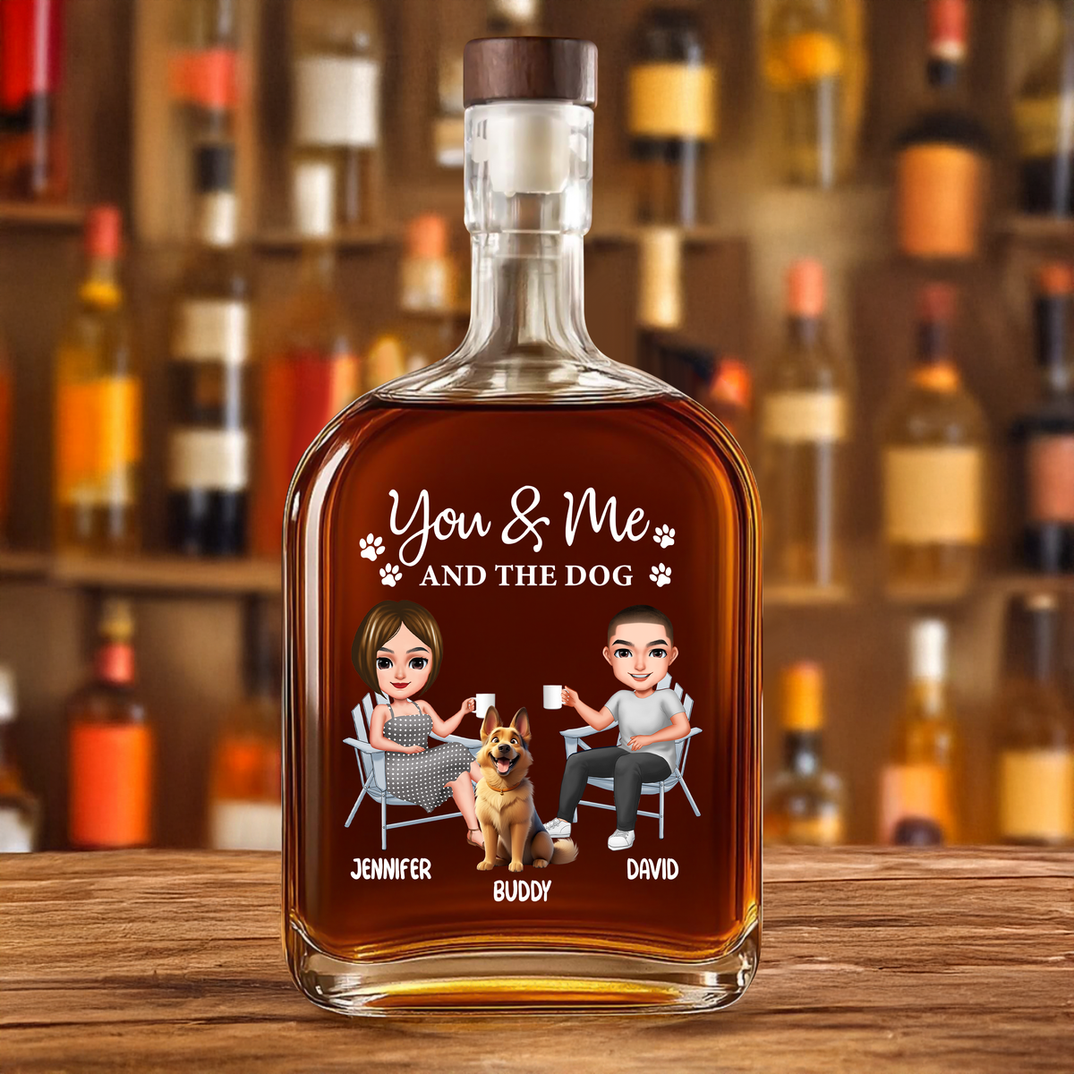 You And Me And The Dogs - Personalized Whiskey Bottle TH10 896893