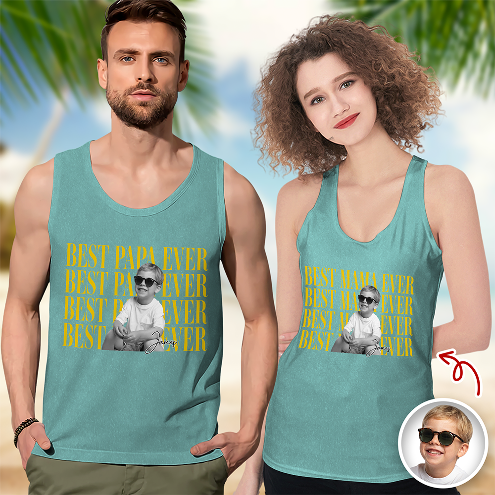 Personalized Vintage Photo Best Dad Mom Ever Tanktop CH07 911704