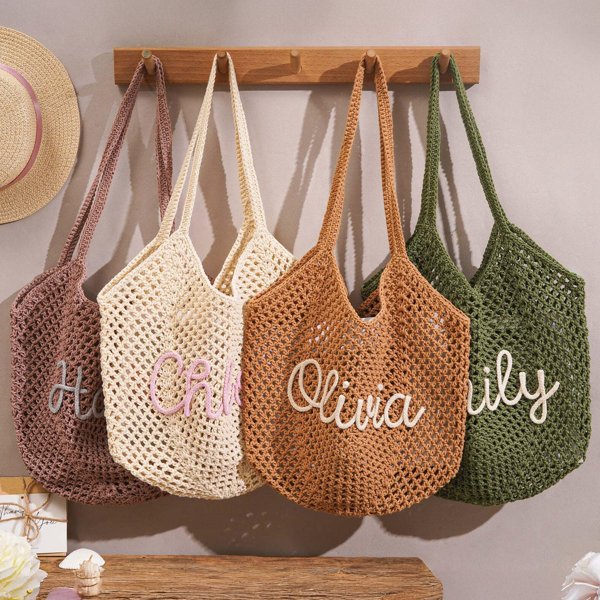 Custom Name Crochet Beach Bag - Summer Gift For Women, Mother's Day, Wife, Girlfriend HO82 902004