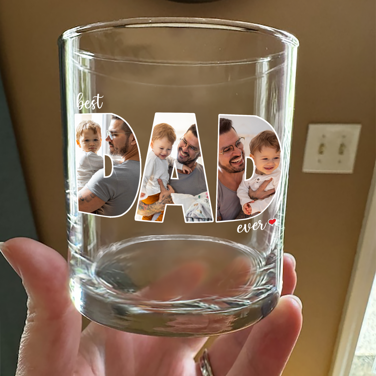 Custom Photo Best Dad Ever Whiskey Glass Father's Day Gift HA75 921284
