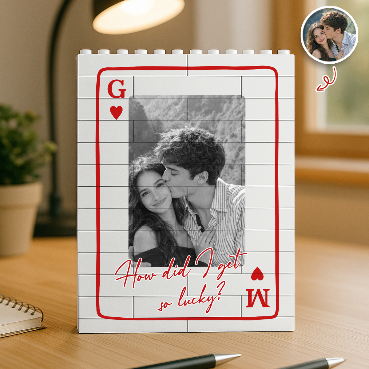 Custom Couples Photo King And Queen Lucky To Love You Building Brick Block TH10 170335