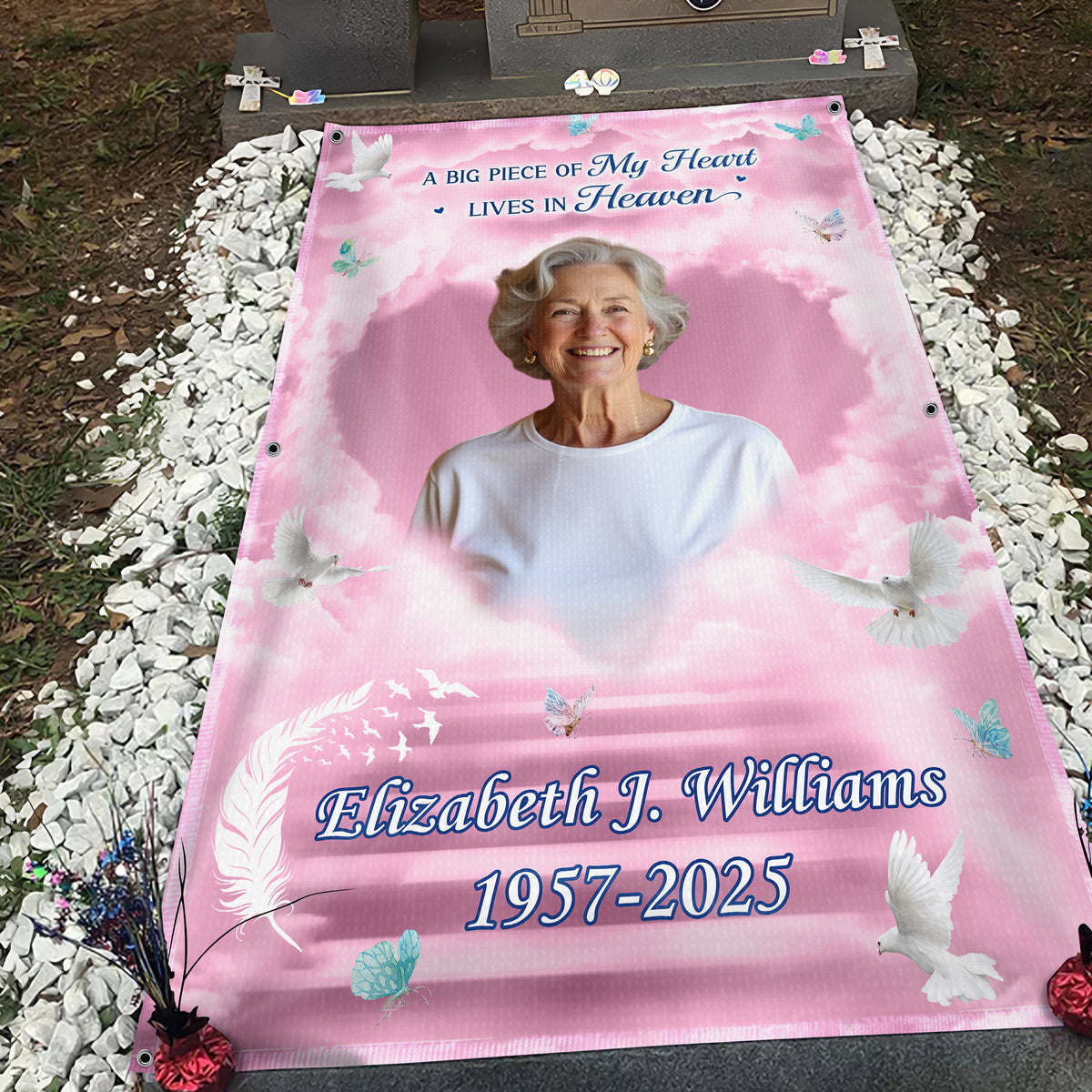 Custom Photo Always In Our Hearts, Never Forgotten Grave Blanket LM32 893235