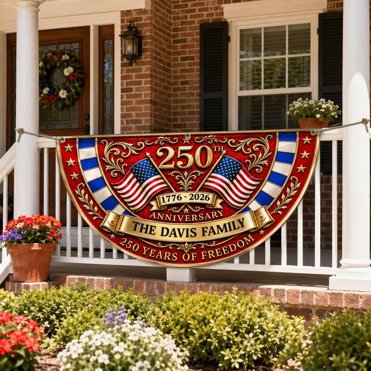 Custom Family Name 250th Anniversary 250 Years Of Freedom Non-Pleated Fan Flag LM32 669337