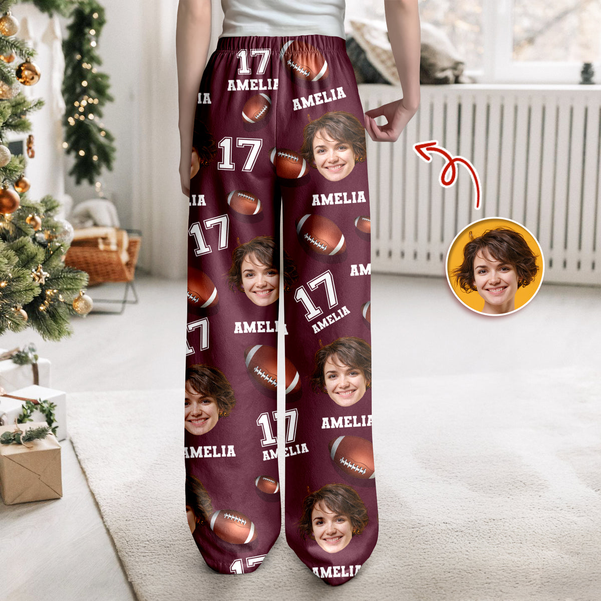 Custom Photo, Name And Number Pajamas Christmas Gift For Football Lovers CH07 899484