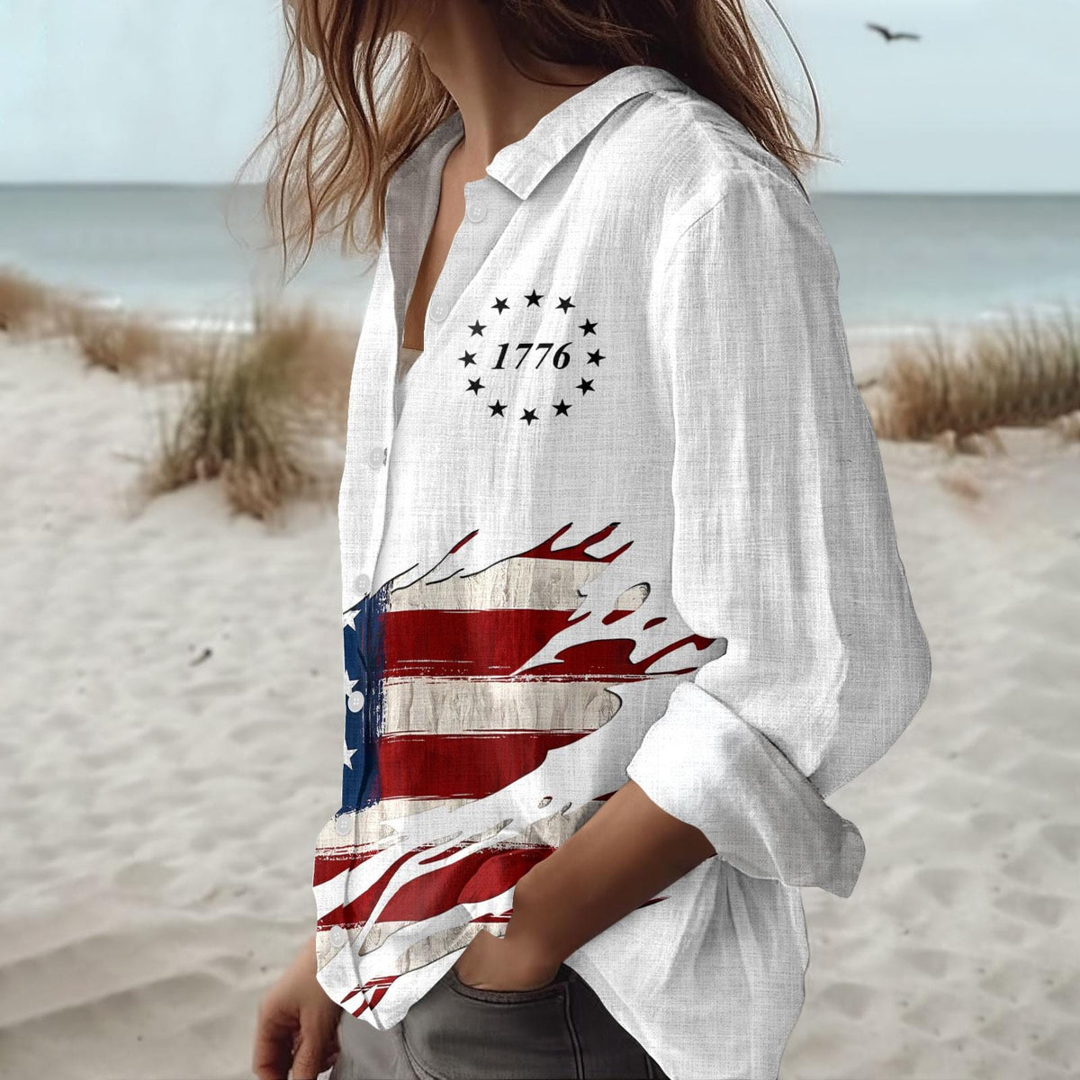 1776 Patriotic USA 250th Anniversary Blouse Shirt CH07 911736