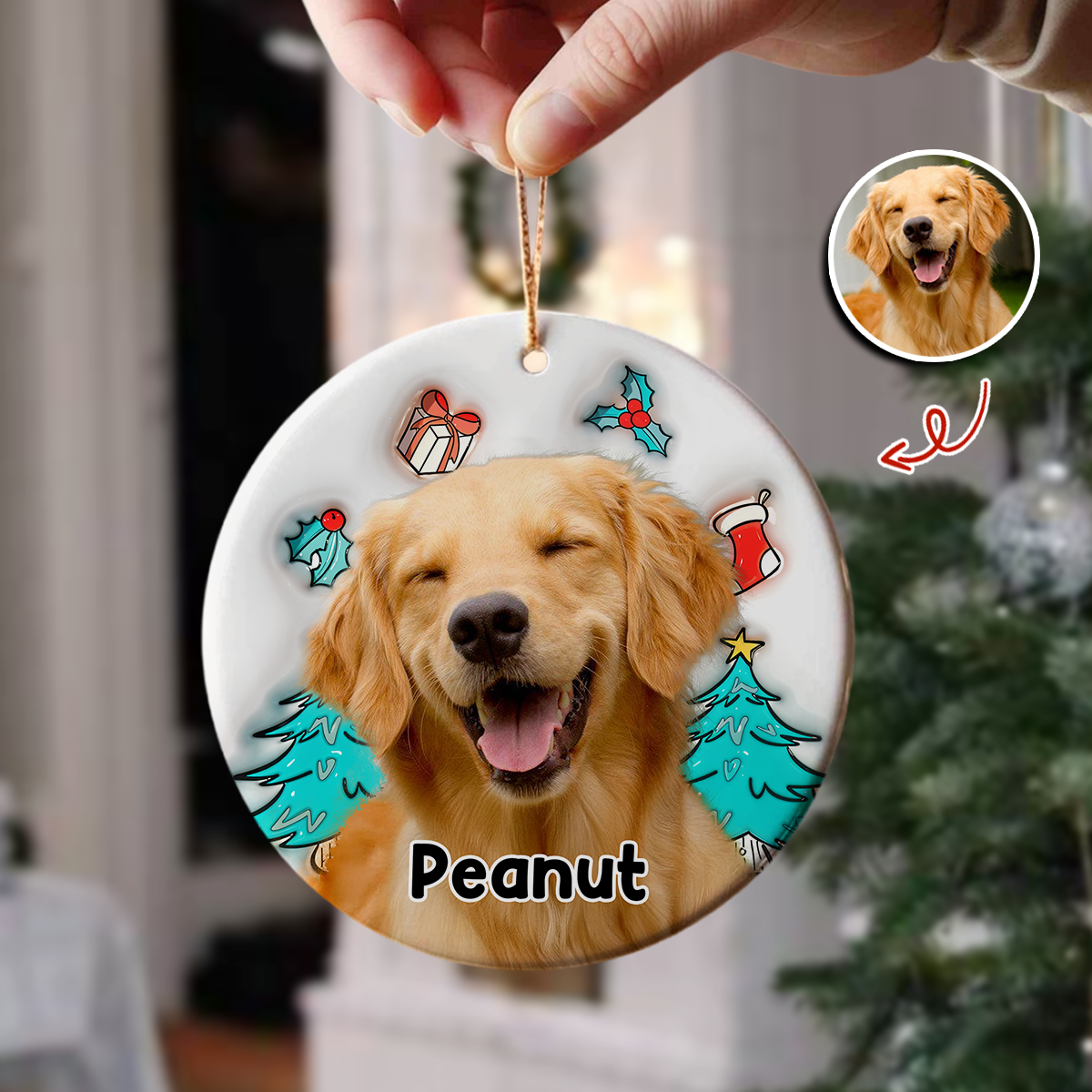 Custom Dog Photo I Am Santa 3D Inflated Effect Ceramic Ornament Personalized Gift For Dog Lovers HO82 894712