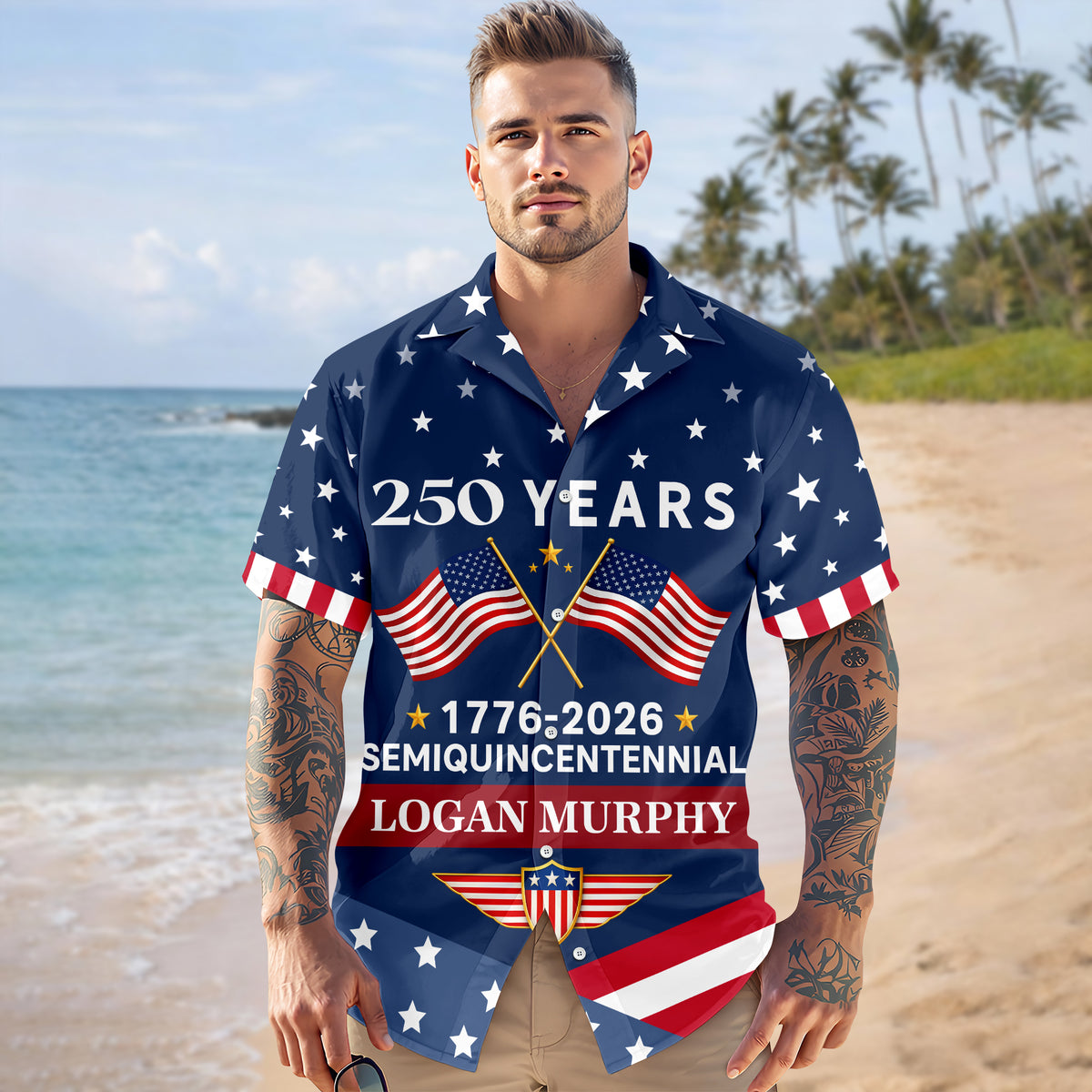 Custom Name USA 250 Years Semiquincentennial 1776-2026 Hawaii Shirt LM32 899543