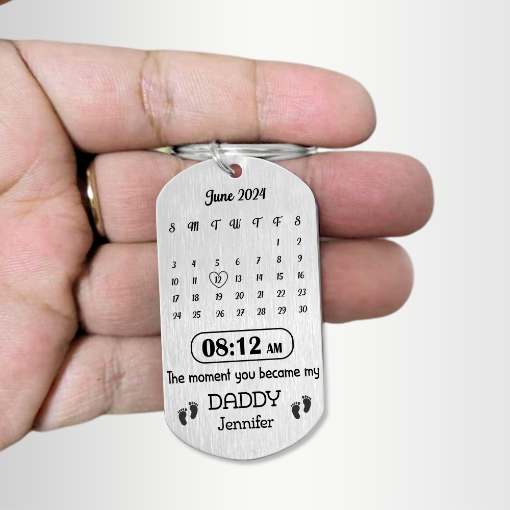 Custom Photo Memory Calendar The Day You Became My Daddy Metal Keychain LM32 893223