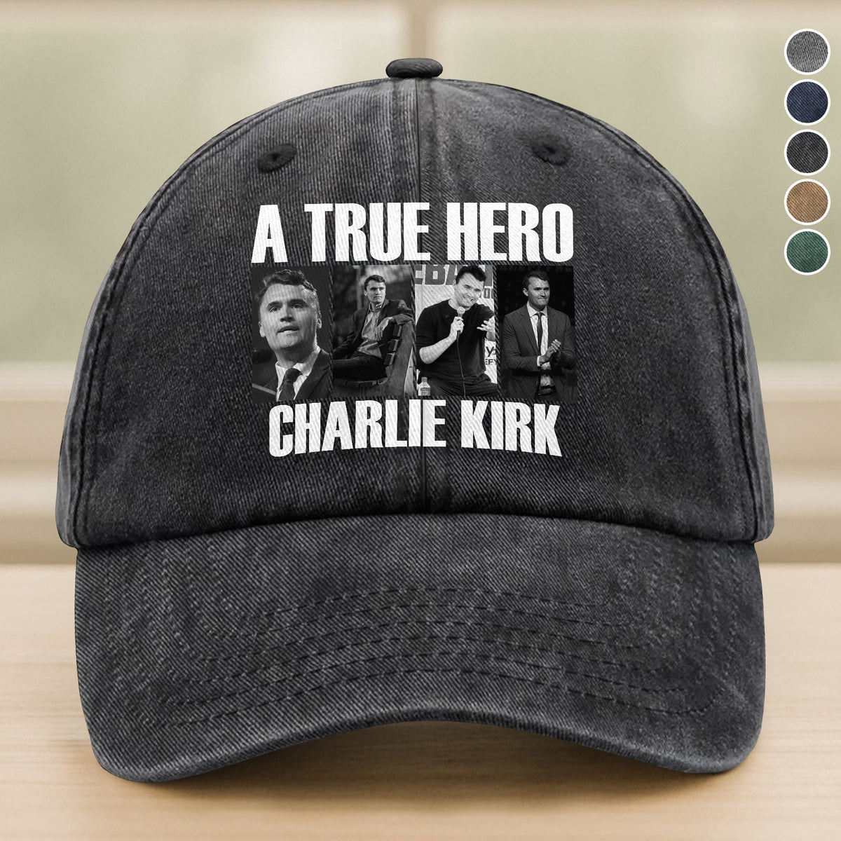 A True Hero Charlie Kirk Rest In Peace Washed Denim Baseball Cap HO82 65770