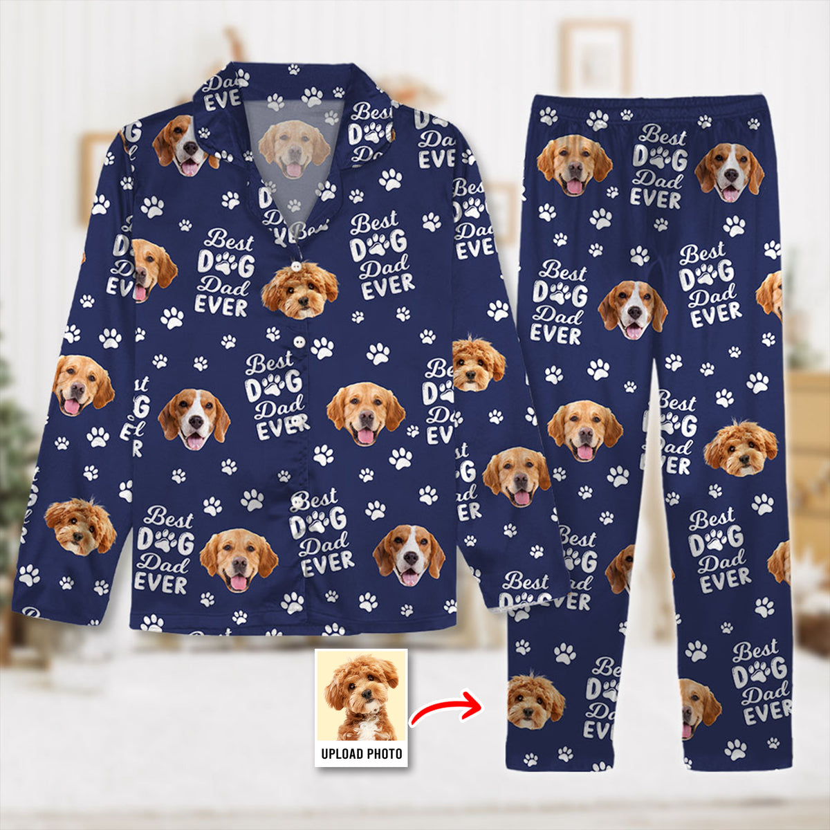 Custom Photo Best Dog Dad Dog Mom Paw Paw - Personalized Pajamas Gift For Pet Lovers HO82 894378