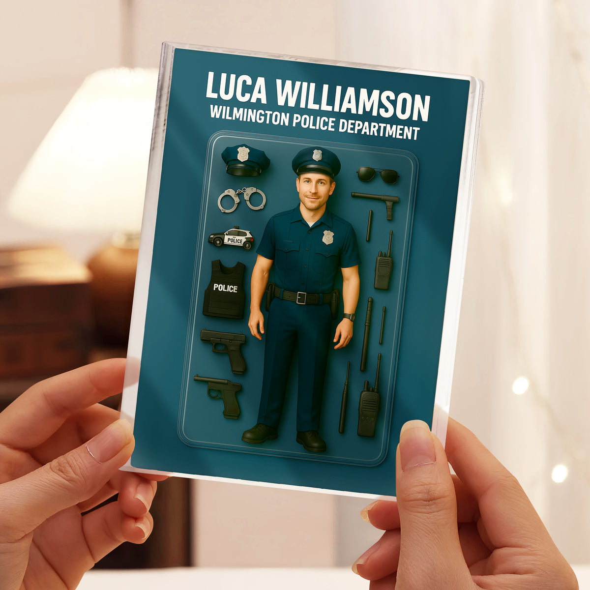 Custom Police Figure Acrylic Block Plaque, Unique Keepsake, Father's Day Gift HA75 892338