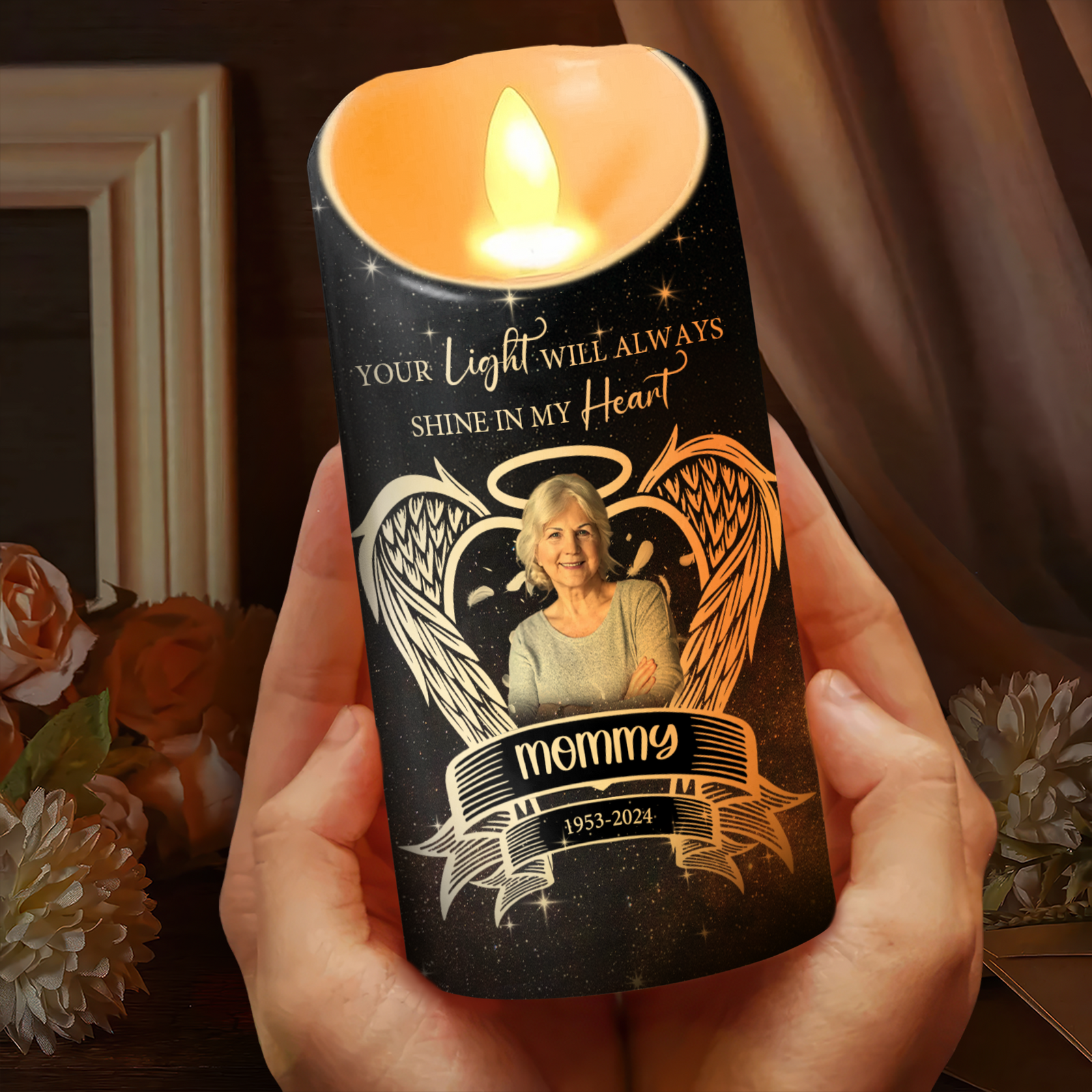 Custom Photo Your Light Will Always Shine In My Heart Memorial LED Candle HO82 893498