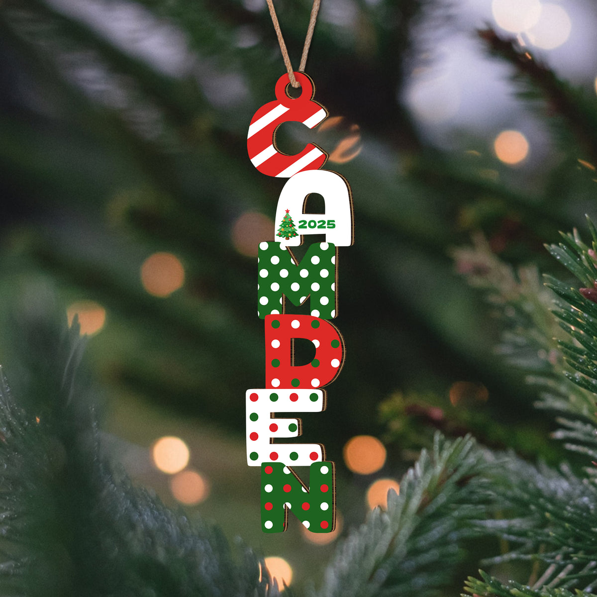 Personalized Name Letter Christmas Wood Ornament Family Gift HA75 897850