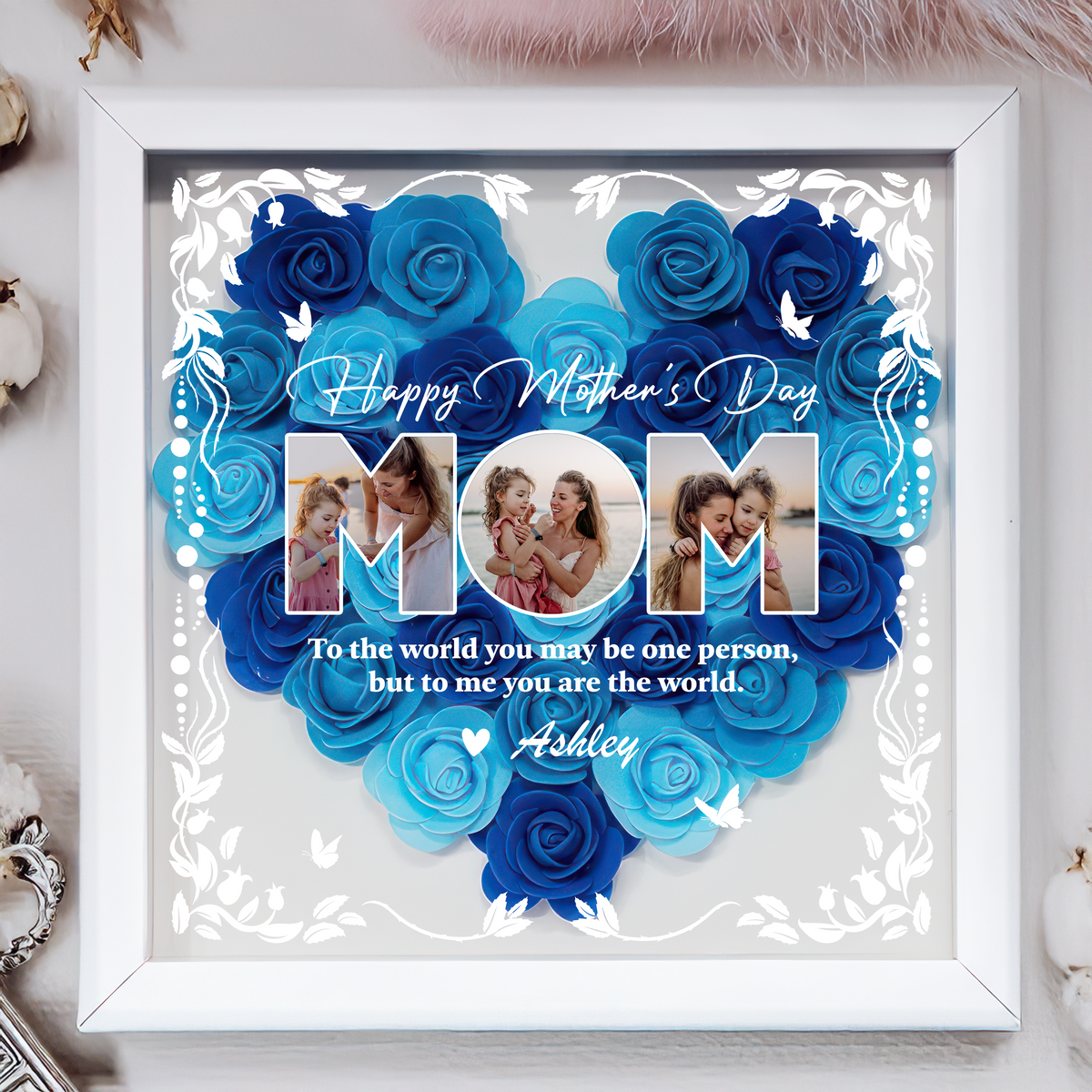 Custom Photo Happy Mother's Day Heart Flower Shadow Box HO82 893610