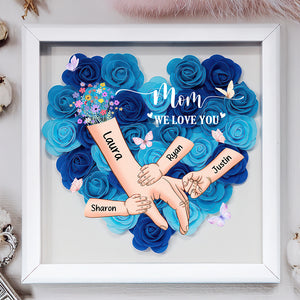 Custom Name Mommy And Kids Hands Mother's Day Heart Flower Shadow Box HO82 893592