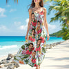 Custom Human Photo Tropical Women's V-Neck Cami Maxi Dress HO82 893608