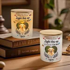 Custom Photo Love Never Leaves, It Lights Up Forever - Memorial Personalized Glass Jar With LED Candle CH07 895814