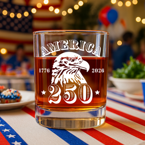 America 250 Years Happy 250th Birthday USA Whiskey Glass HA75 898102
