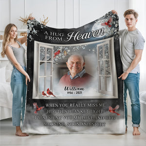 Custom Dad Mom Photo A Hug From Heaven Memorial Blanket CH07 896458