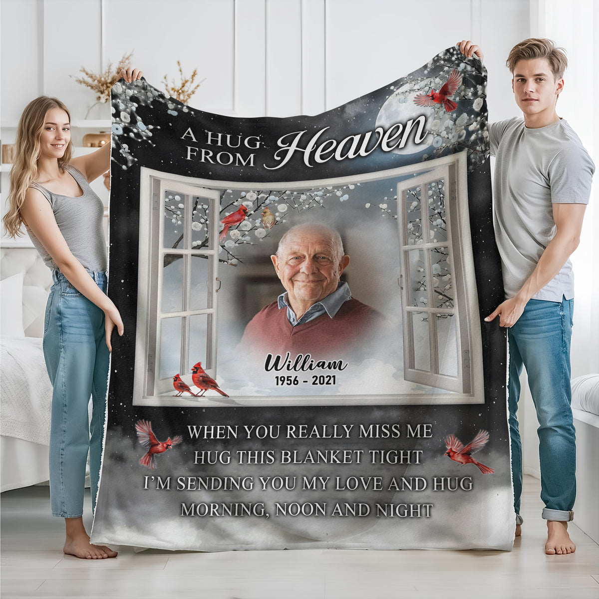 Custom Dad Mom Photo A Hug From Heaven Memorial Blanket CH07 896458