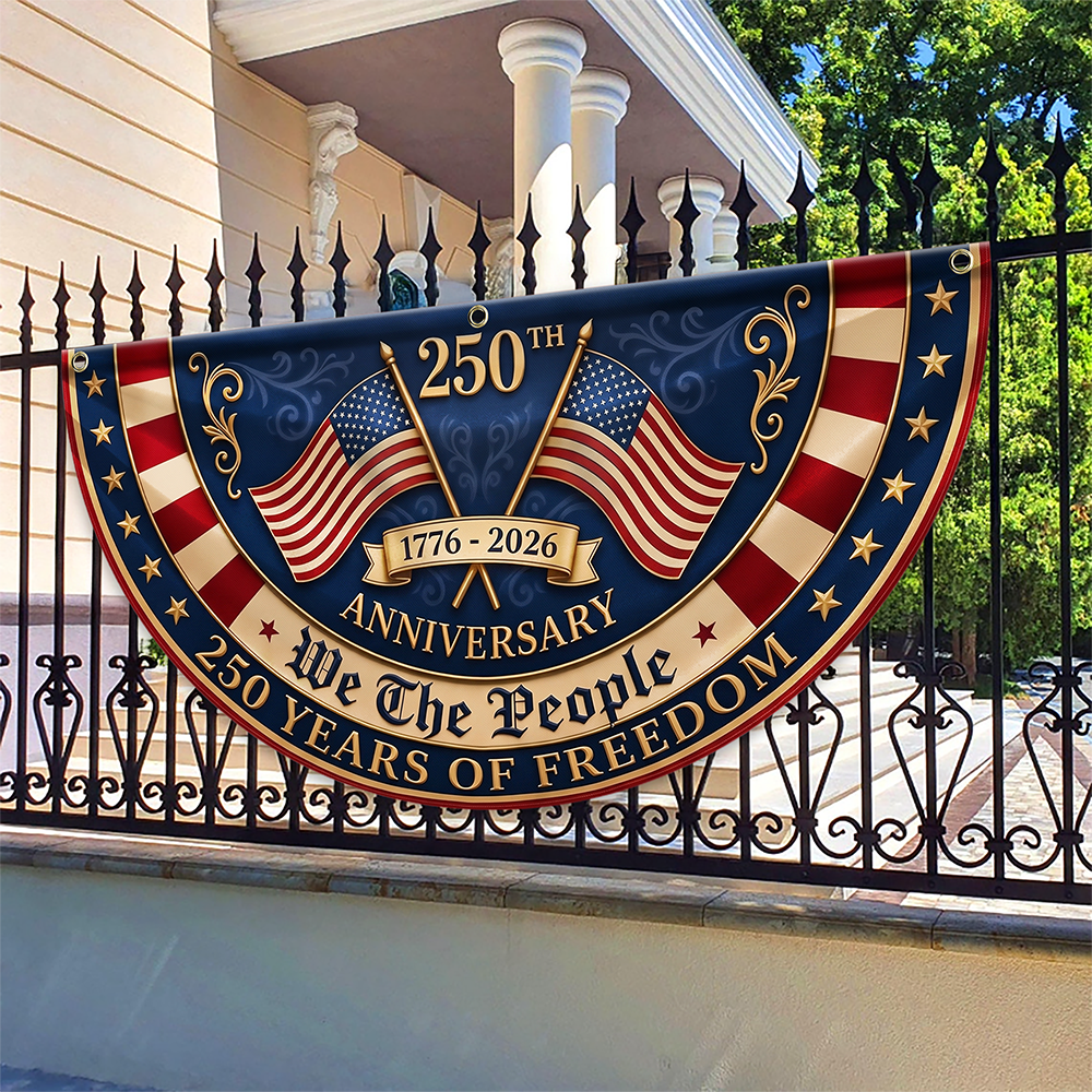 We The People US 250th Anniversary 1776–2026 Non-Pleated Fan Flag CH07 911822