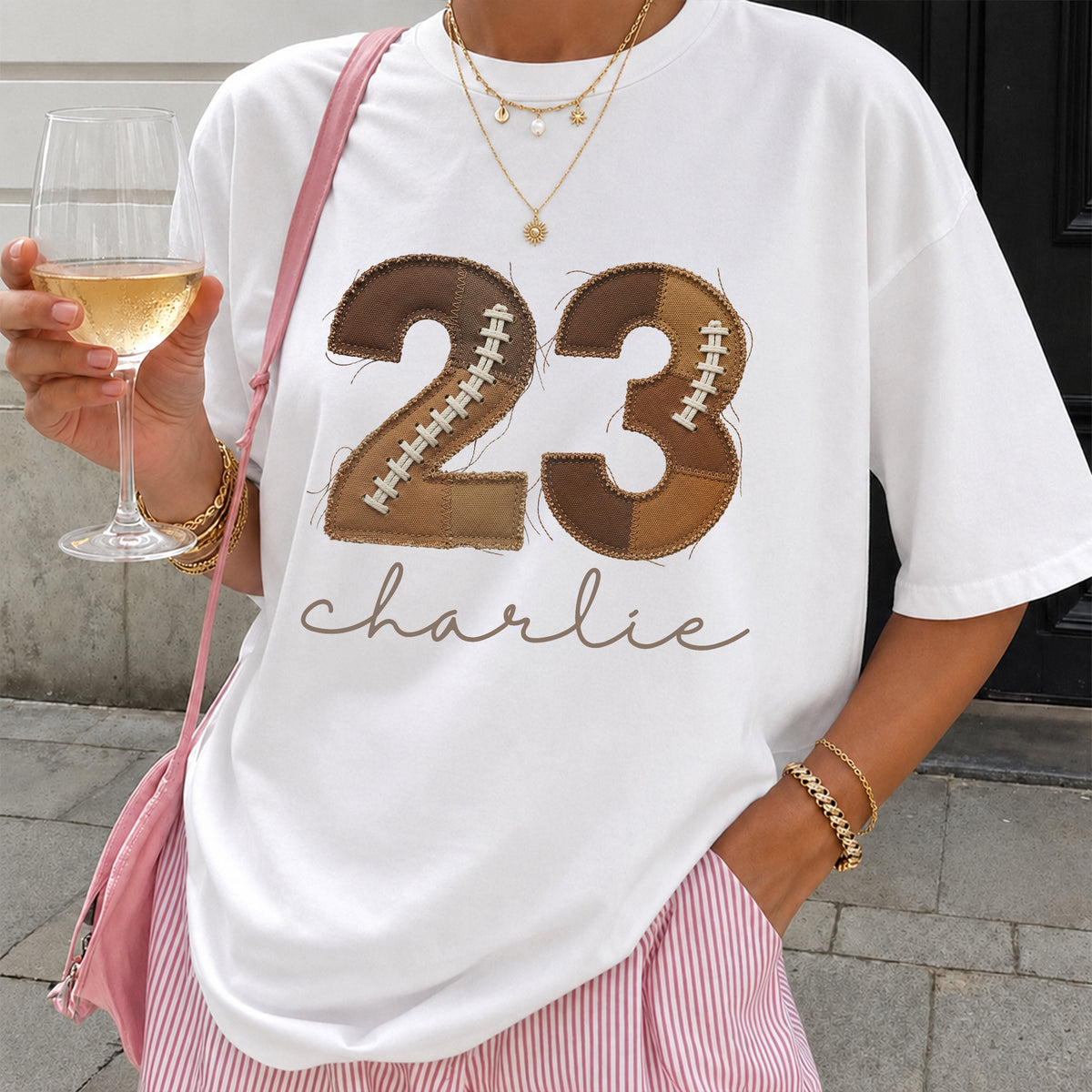 Custom Football Number & Name Faux Patchwork Comfort Shirt HO82 903354