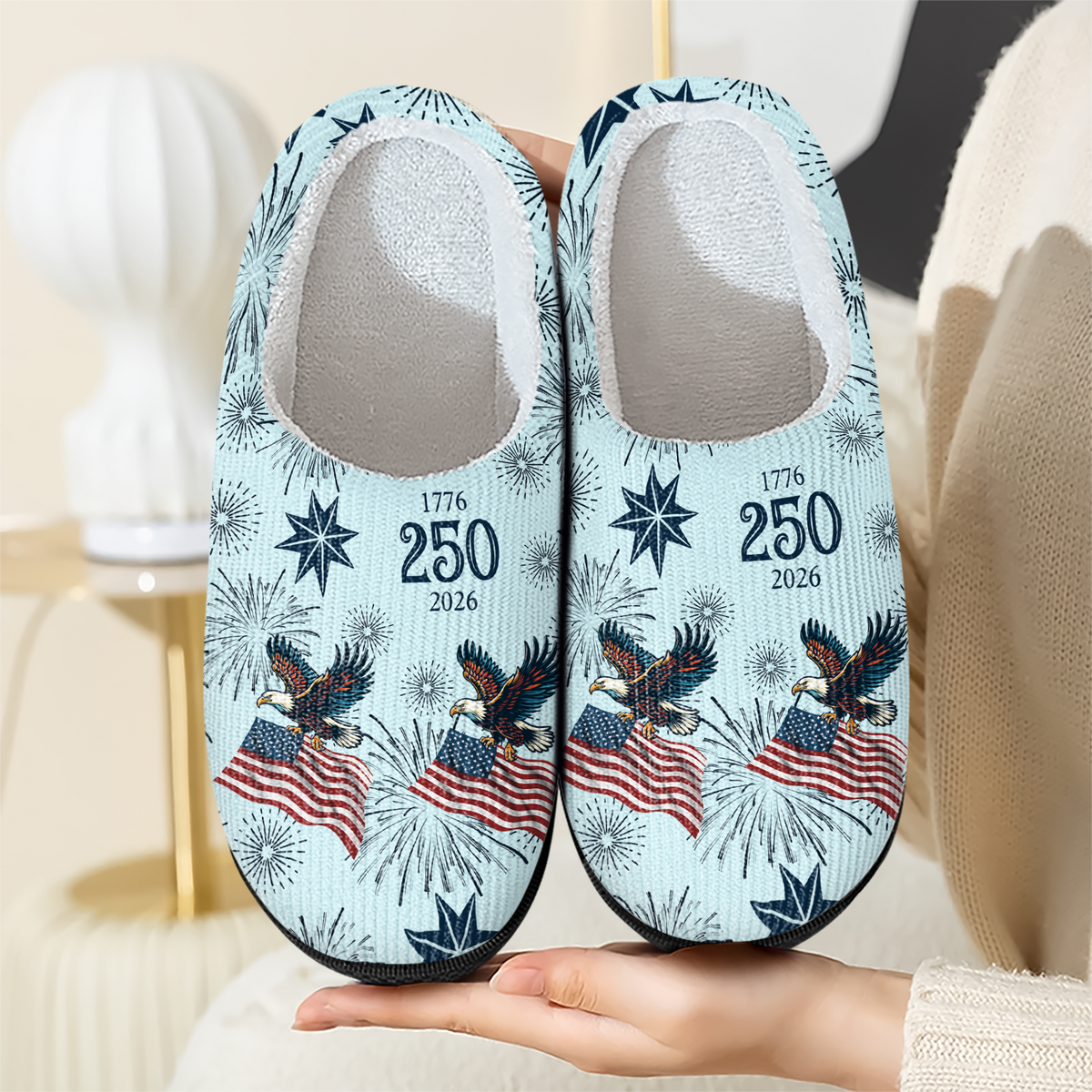 Personalized USA 250 Anniversary Eagle 1776-2026 Slippers HA75 919076
