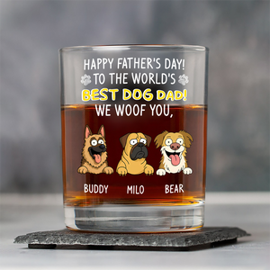 Personalized To The World Best Dog Dad Print Rock Glass Gift For Dog Lovers HO82 893730