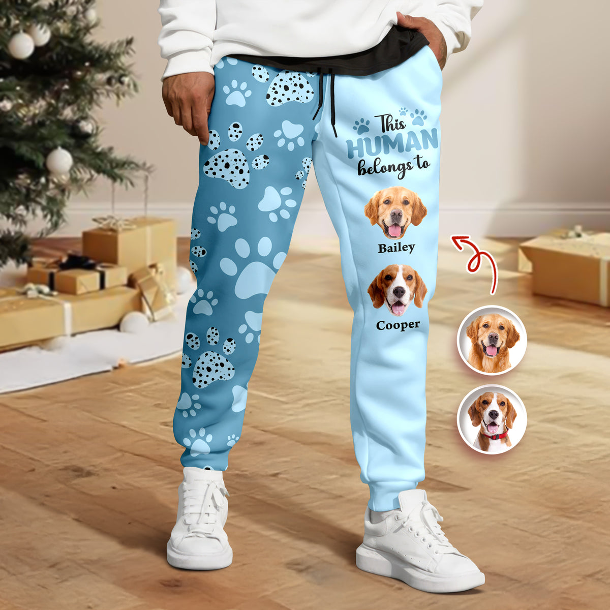 Custom Photo This Human Belongs To Dogs Sweatpants For Dog Lover HA75 897886