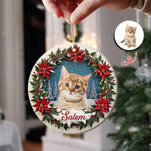 Custom Photo Cat Personalized Ceramic Ornament For Christmas HA75 897068