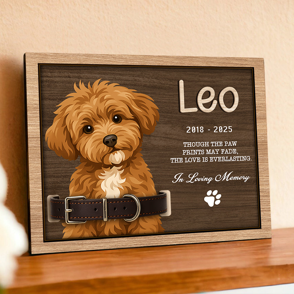 Custom Dog Portrait Photo Memorial 2-Layers Wooden Collar Frame Sympathy Gift LM32 893785