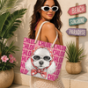 Custom Dog Photo Watercolor Beach Tote Bag - Personalized Gift for Dog Lovers CH07 180130