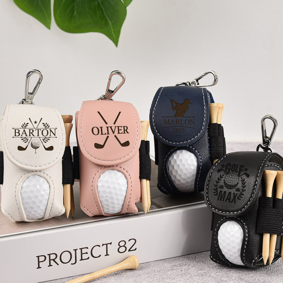 Personalized Name Leather Golf Ball Bag - Gift for Men, Dad, Boyfriend, Golf-Loving CH07 896882
