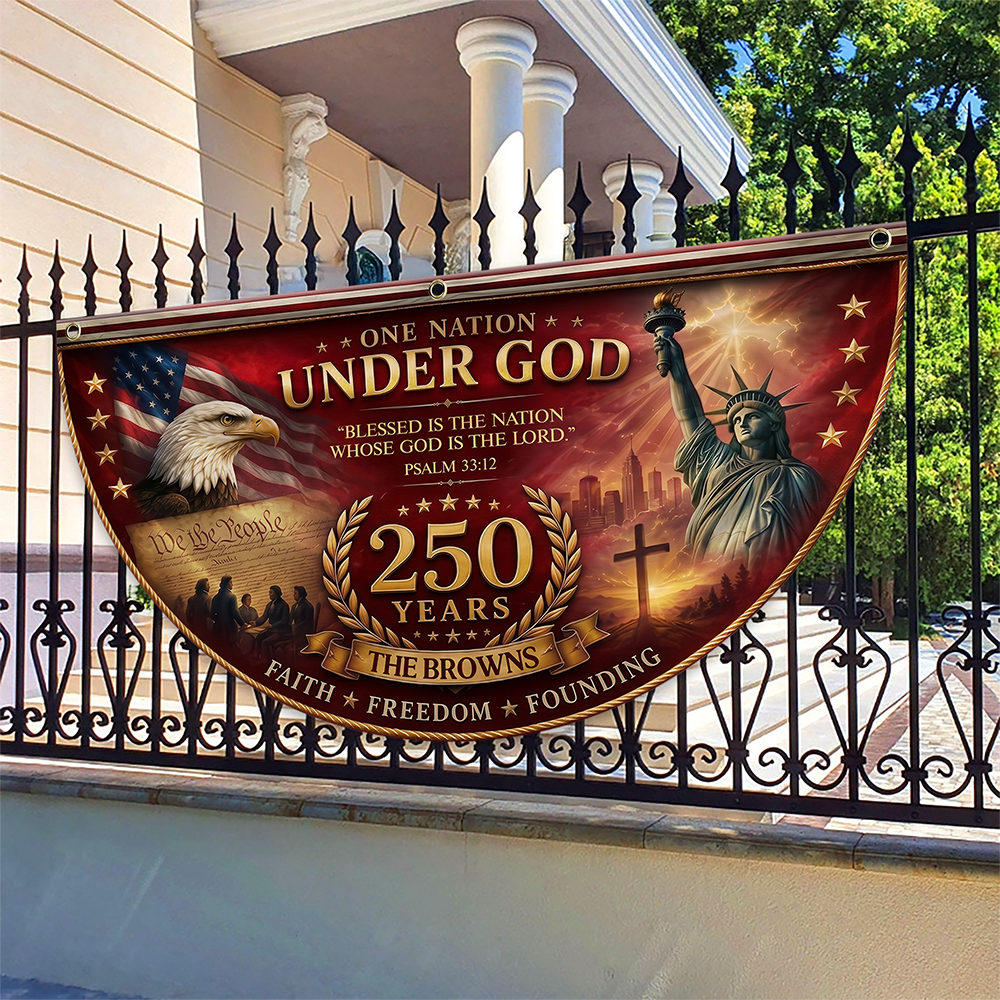 Personalized One Nation Under God 250th Anniversary  Non-Pleated Fan Flag LM32 669259