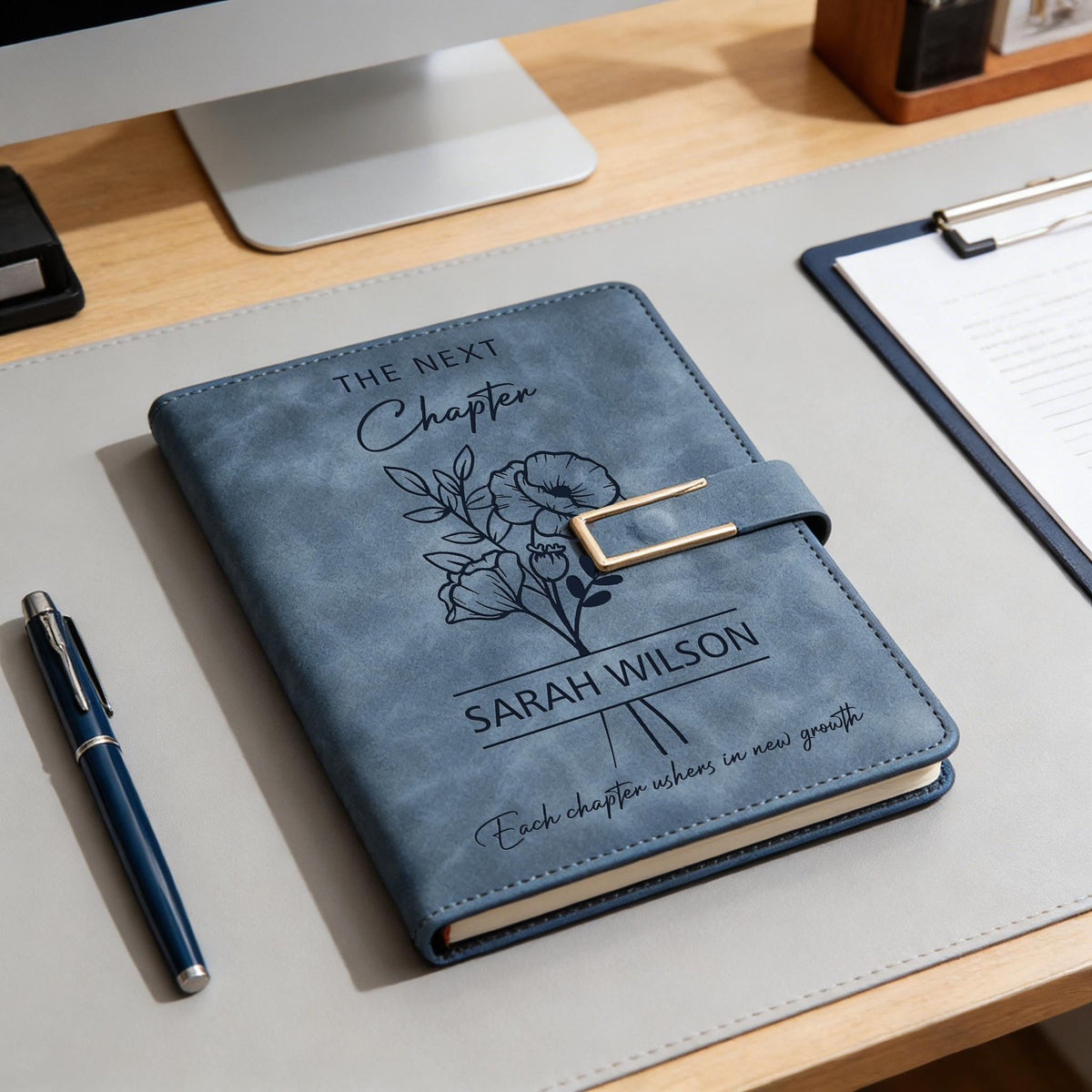 Custom The Next Chapter Journal Engraved Leather Notebook Set With Pen, Graduation Gift LM32 899831
