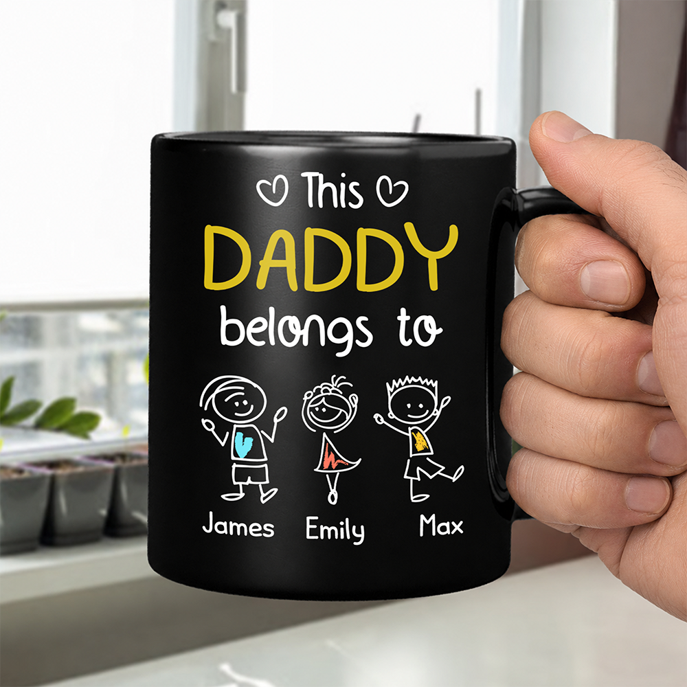 Personalized This Papa Belongs To Us Black Mug Gift For Father’s Day HA75 921444