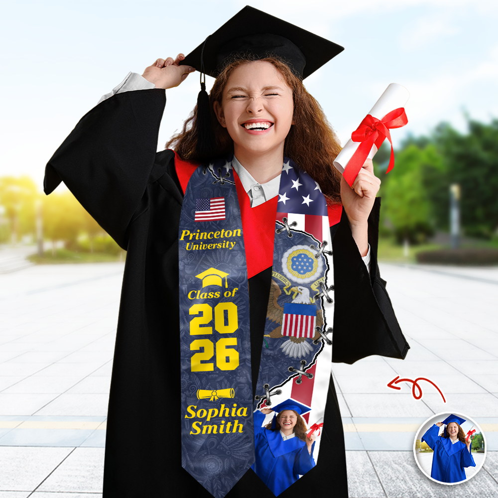 Custom Photo Nationality Republic - Class of 2026 Graduation Stole LM32 897973